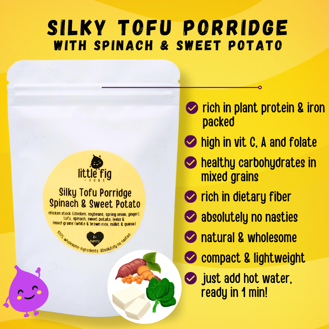 Silky Tofu Porridge with Spinach & Sweet Potato